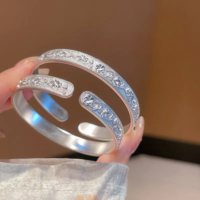 YUOFFICIAL 999 Fine Silver Bangles Women's-2