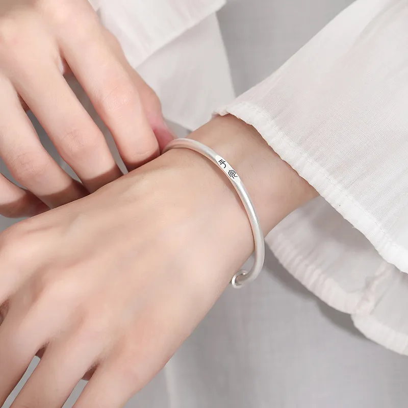 YUOFFICIAL 999 Fine Silver Bangles Unisex-4