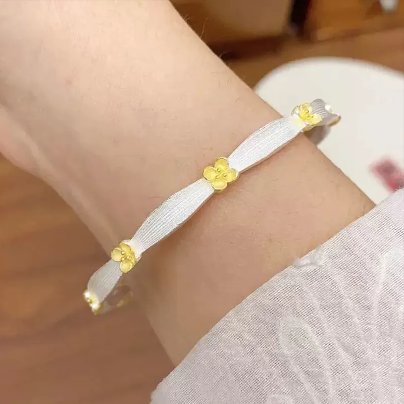 YUOFFICIAL 999 Fine Silver Bangles Unisex-4