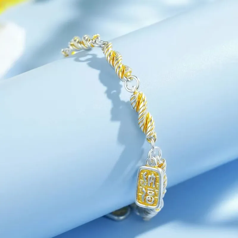 YUOFFICIAL 999 Fine Silver Adjustable Bracelets Unisex-3
