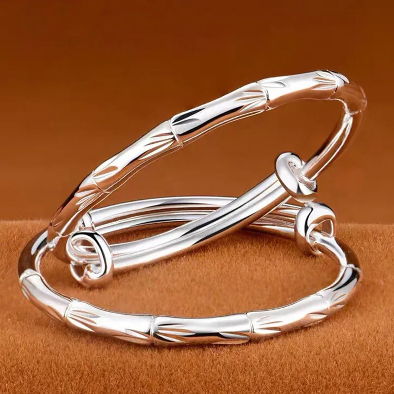 YUOFFICIAL 990 Foot Silver Bangles Kids'-2