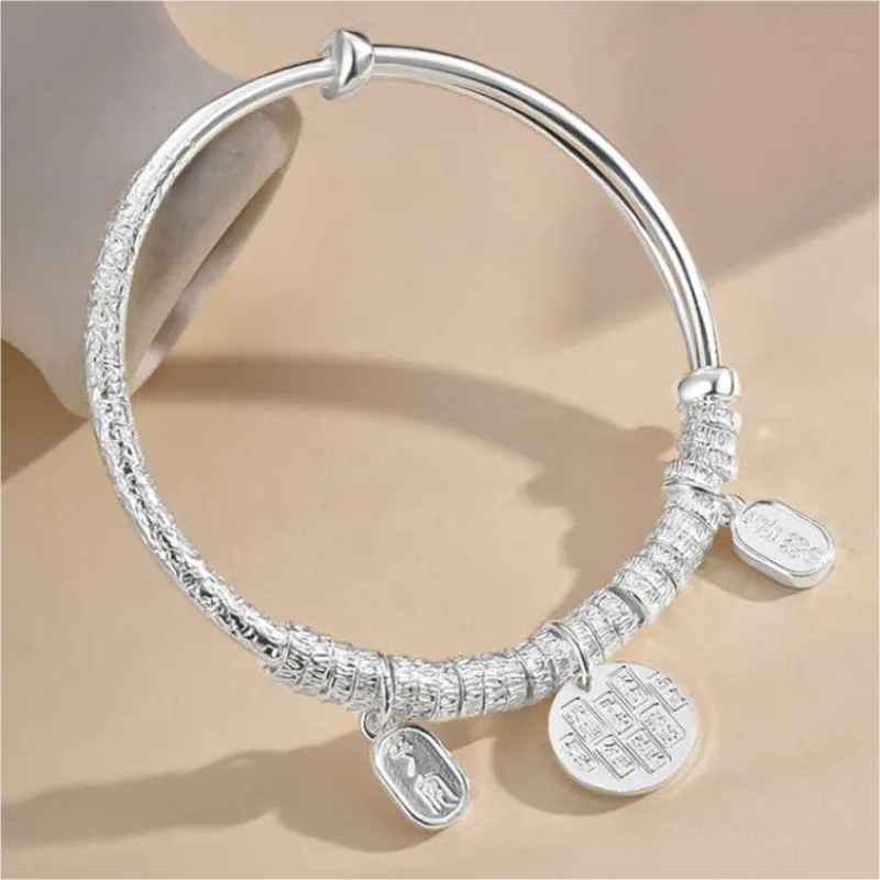 YUOFFICIAL 999 Fine Silver Bangles Unisex-3