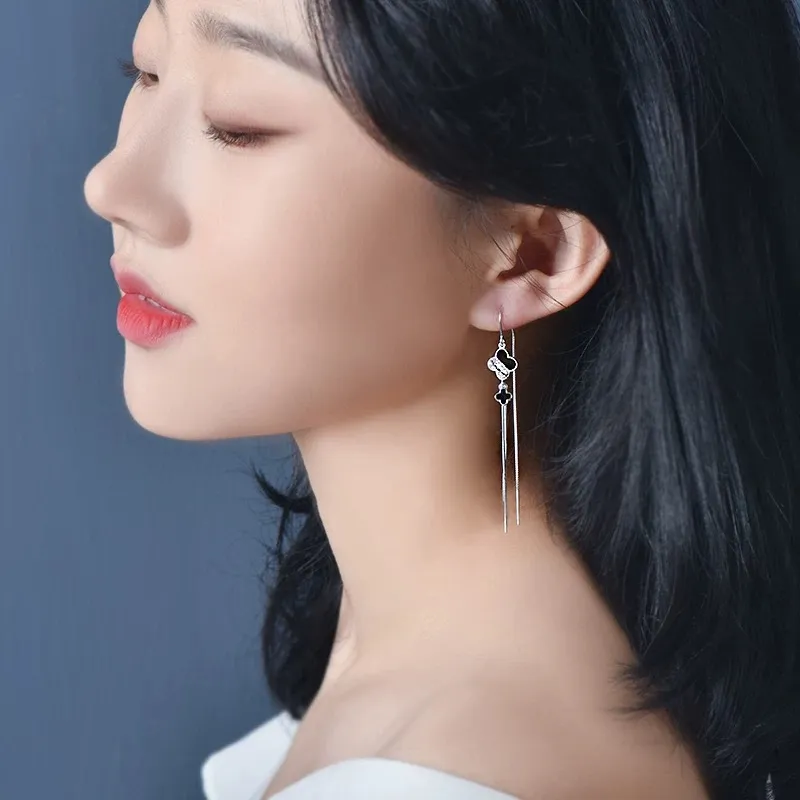 YUOFFICIAL Sterling Silver 990 Drop Earrings Women's-4