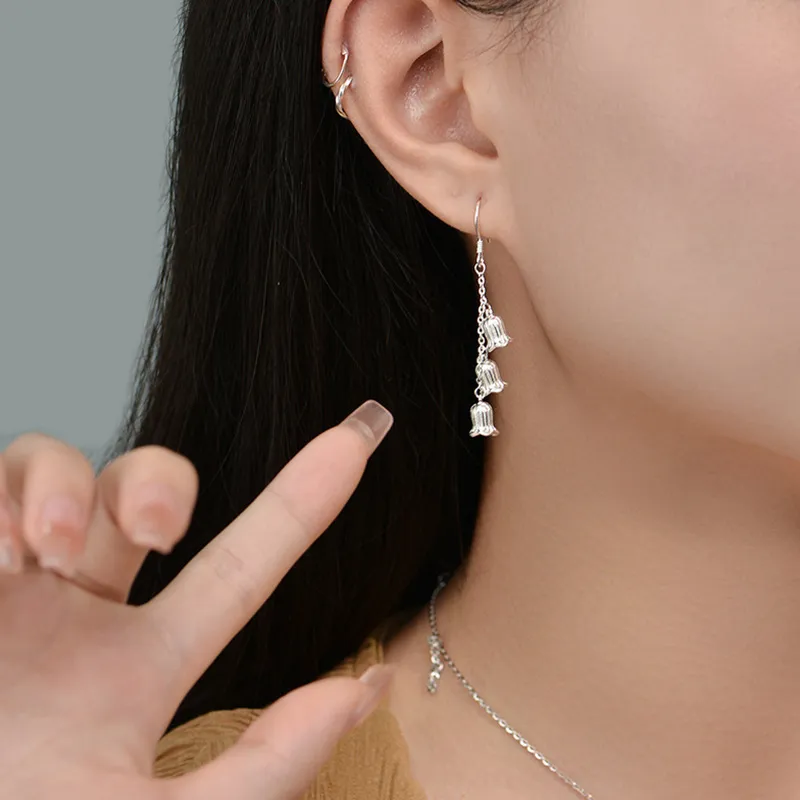 YUOFFICIAL 990 Silver Elegance Minimalist Style Individual Gentle And Luxurious Versatile Design Earrings Women's-3