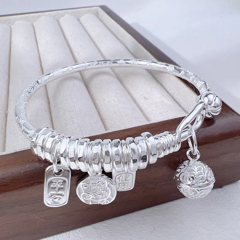 YUOFFICIAL 999 Fine Silver Bangles Unisex-2