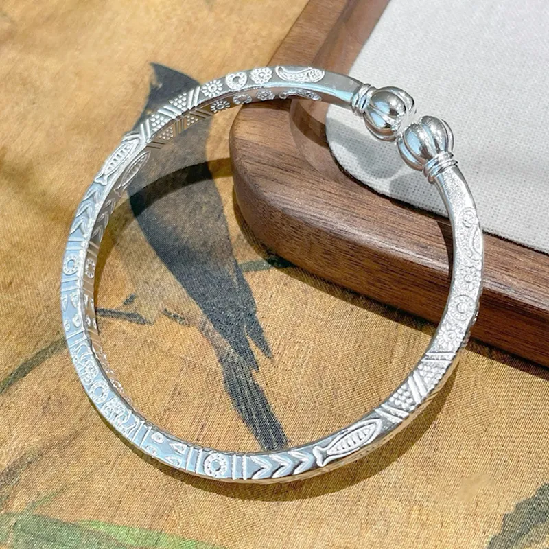 YUOFFICIAL 999 Fine Silver Bangles Unisex-2