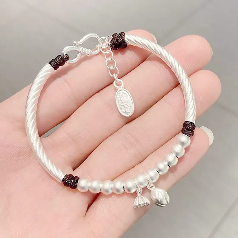 YUOFFICIAL S 999 Fine Silver Pure Silver Bracelets Unisex-2
