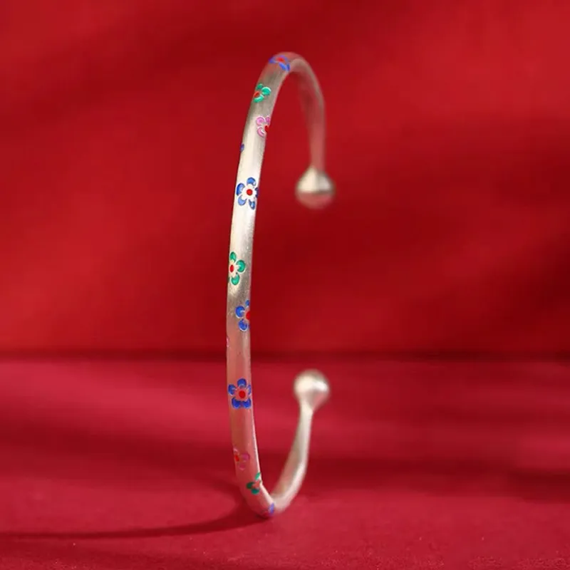 YUOFFICIAL 999 Fine Silver Bangles Women's-1