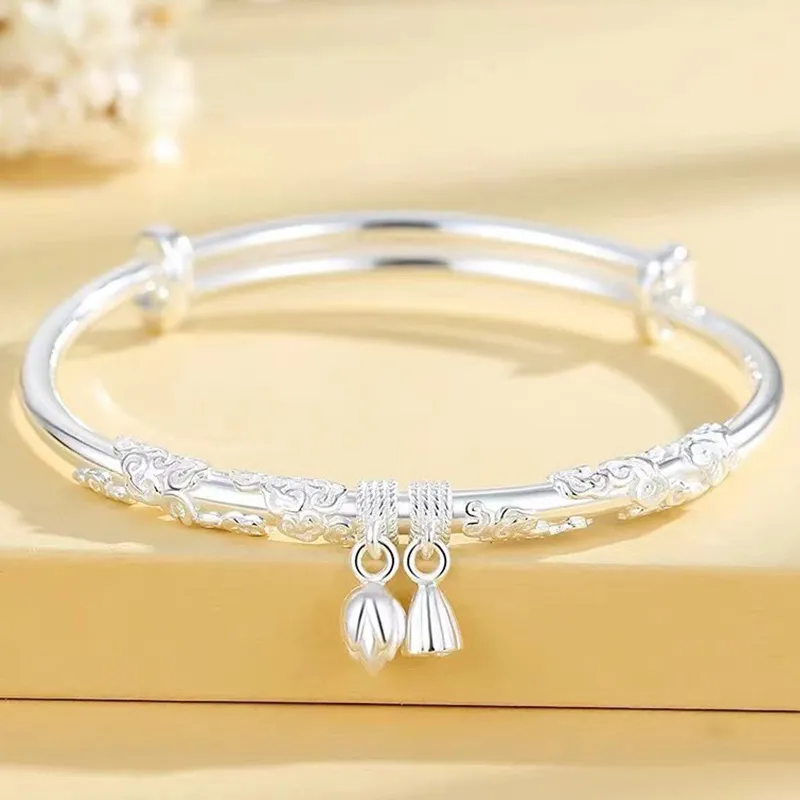 YUOFFICIAL S999 Fine Silver Bangles Women's-1