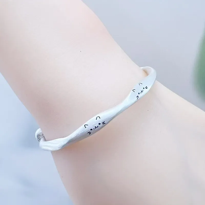 YUOFFICIAL 999 Fine Silver Bangles Women's-4