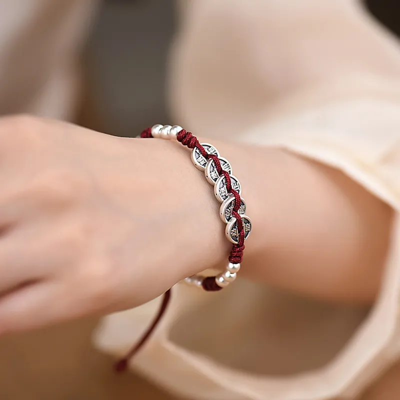 YUOFFICIAL 999 Fine Silver Braided Bracelets Unisex-2