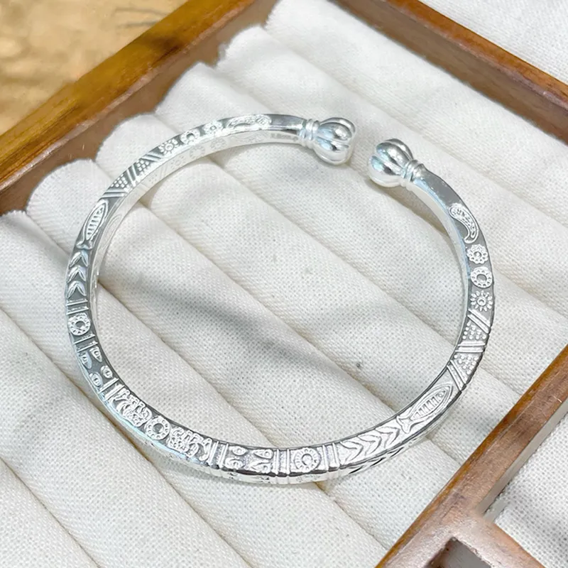 YUOFFICIAL 999 Fine Silver Bangles Unisex-1