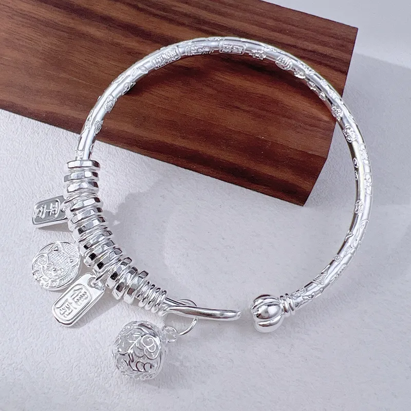 YUOFFICIAL 999 Fine Silver Bangles Unisex-1