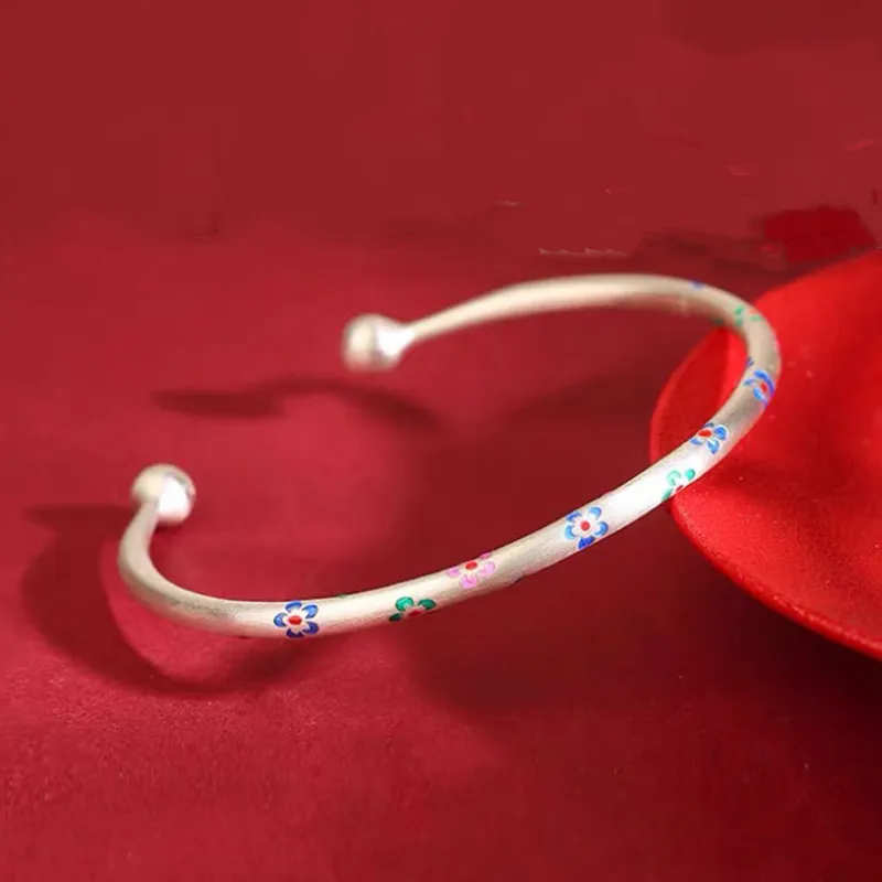 YUOFFICIAL 999 Fine Silver Bangles Women's-2