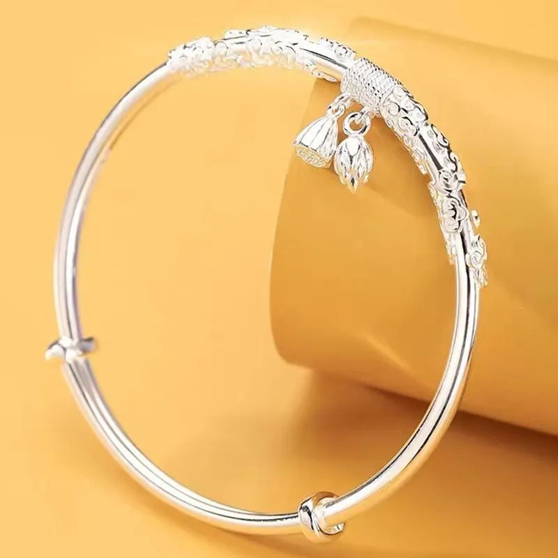 YUOFFICIAL S999 Fine Silver Bangles Women's-3