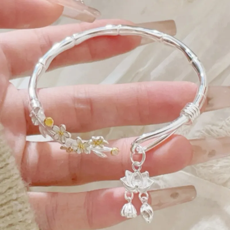 YUOFFICIAL S999 Fine Silver Bangles Unisex-4