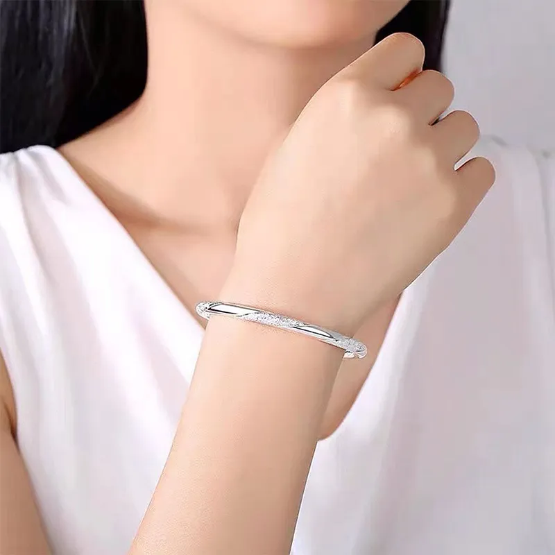 YUOFFICIAL 999 Fine Silver Bangles Unisex-4