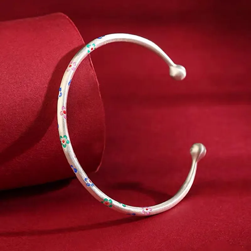 YUOFFICIAL 999 Fine Silver Bangles Women's-3