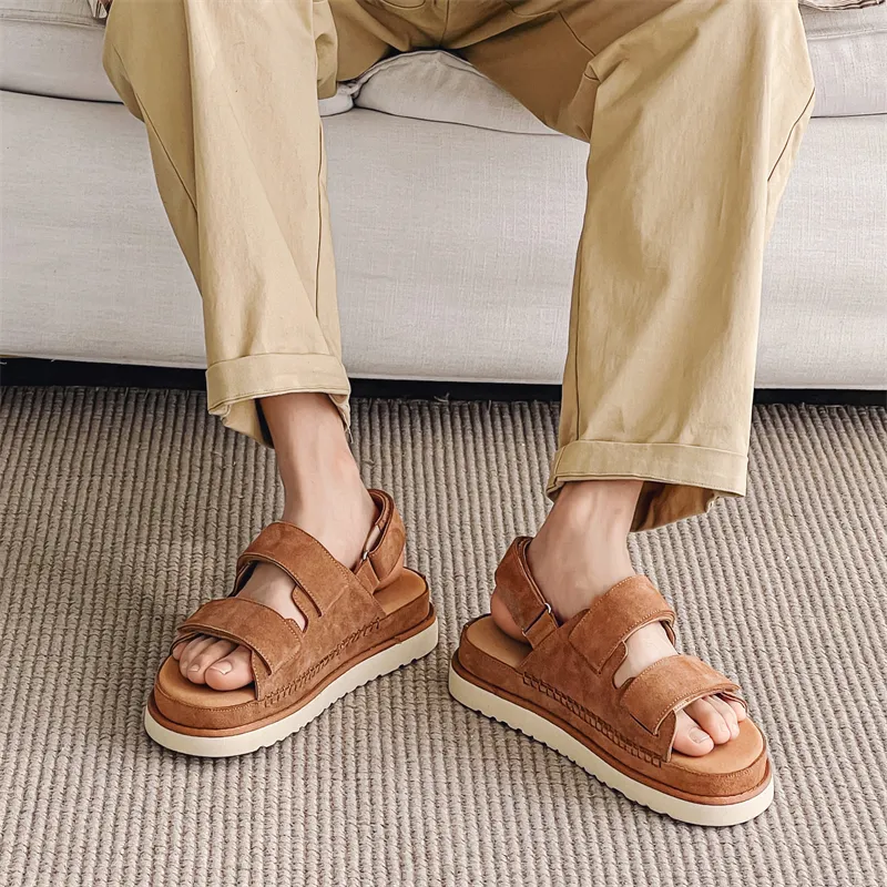 SHUPATE Beach Sandals Unisex Khaki/Chestnut/Black-19