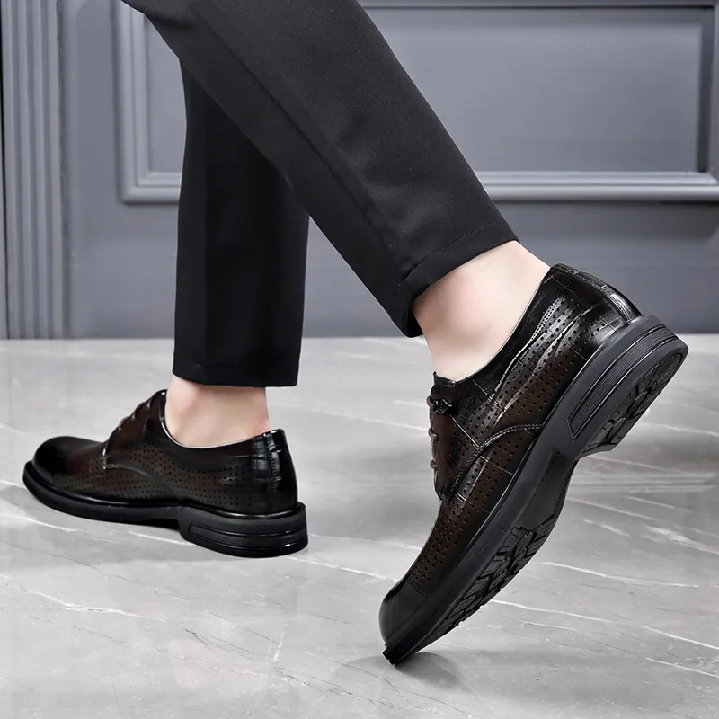 SHUPATE Dress Shoes Men Low Top Black/Brown-17