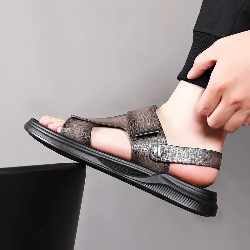 SHUPATE Beach Sandals Men Black/Gray-11