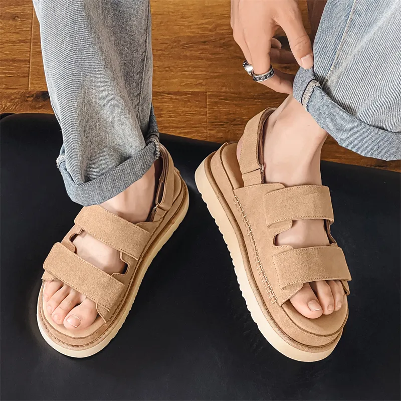 SHUPATE Beach Sandals Unisex Khaki/Chestnut/Black-5