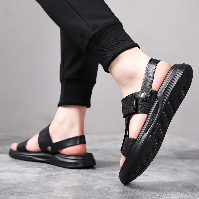 SHUPATE Beach Sandals Men Black/Gray-6