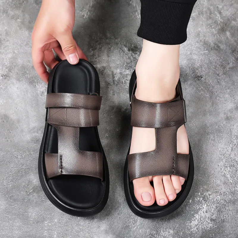 SHUPATE Beach Sandals Men Black/Gray-12