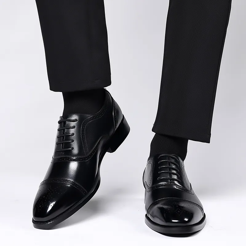 SHUPATE Dress Shoes Men Low Top Black/Brown-6
