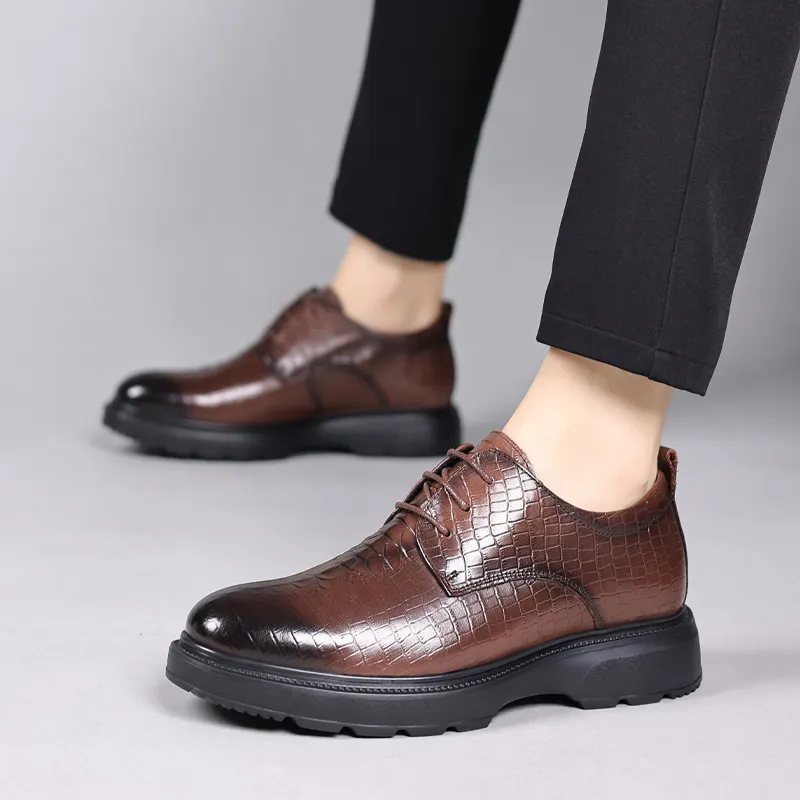 SHUPATE Dress Shoes Men Low Top Black/Brown-4