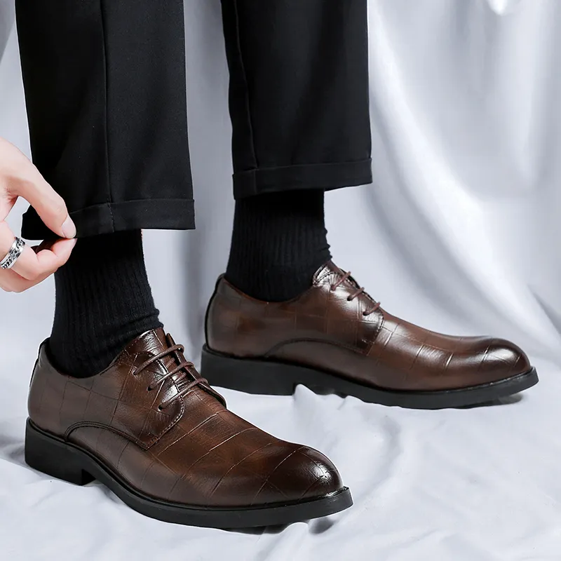 SHUPATE Dress Shoes Men Low Top Black/Brown-6