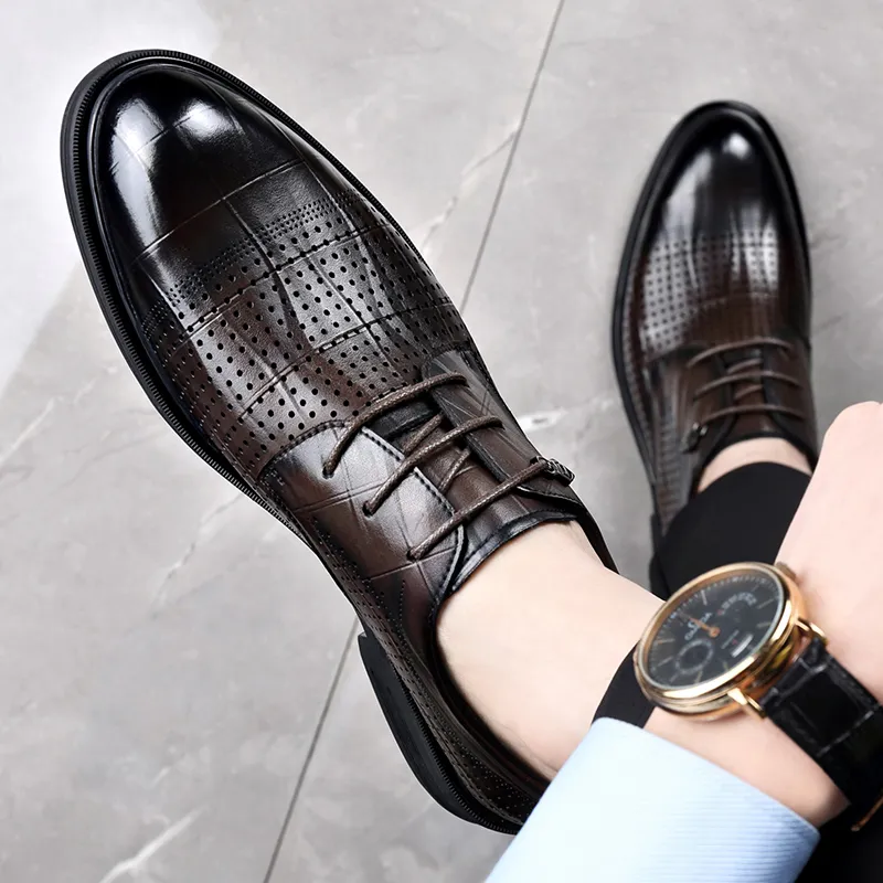 SHUPATE Dress Shoes Men Low Top Black/Brown-14