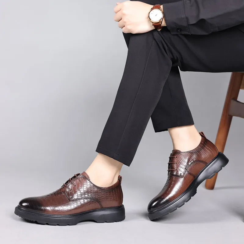 SHUPATE Dress Shoes Men Low Top Black/Brown-6
