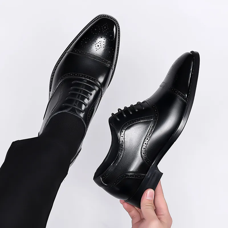 SHUPATE Dress Shoes Men Low Top Black/Brown-4