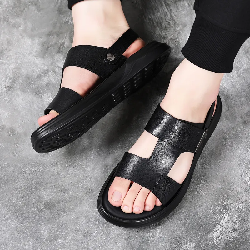 SHUPATE Beach Sandals Men Black/Gray-4