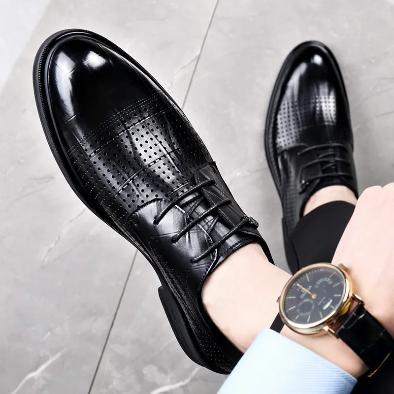 SHUPATE Dress Shoes Men Low Top Black/Brown-5