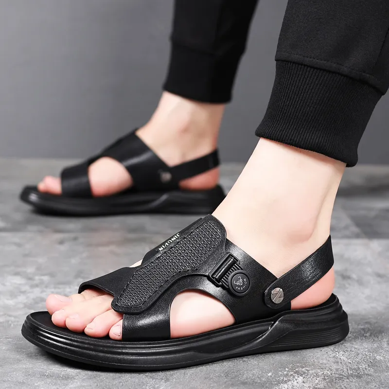SHUPATE Beach Sandals Men Black/Brown-4