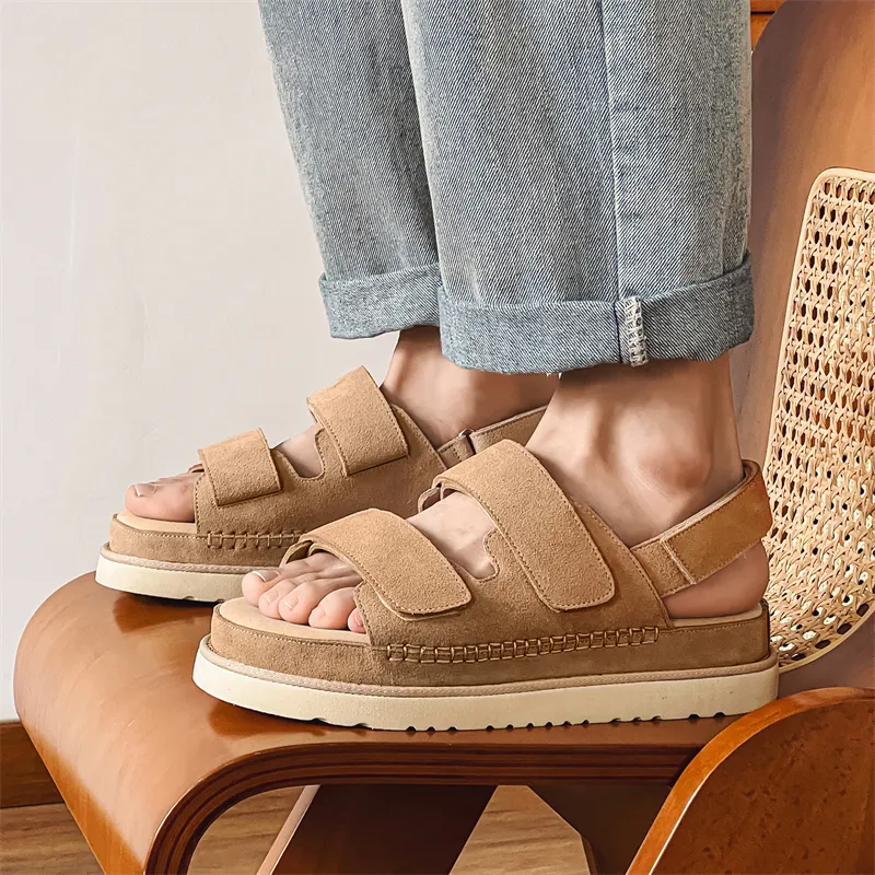 SHUPATE Beach Sandals Unisex Khaki/Chestnut/Black-4