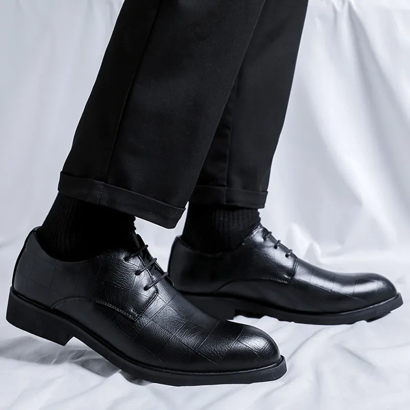 SHUPATE Dress Shoes Men Low Top Black/Brown-4