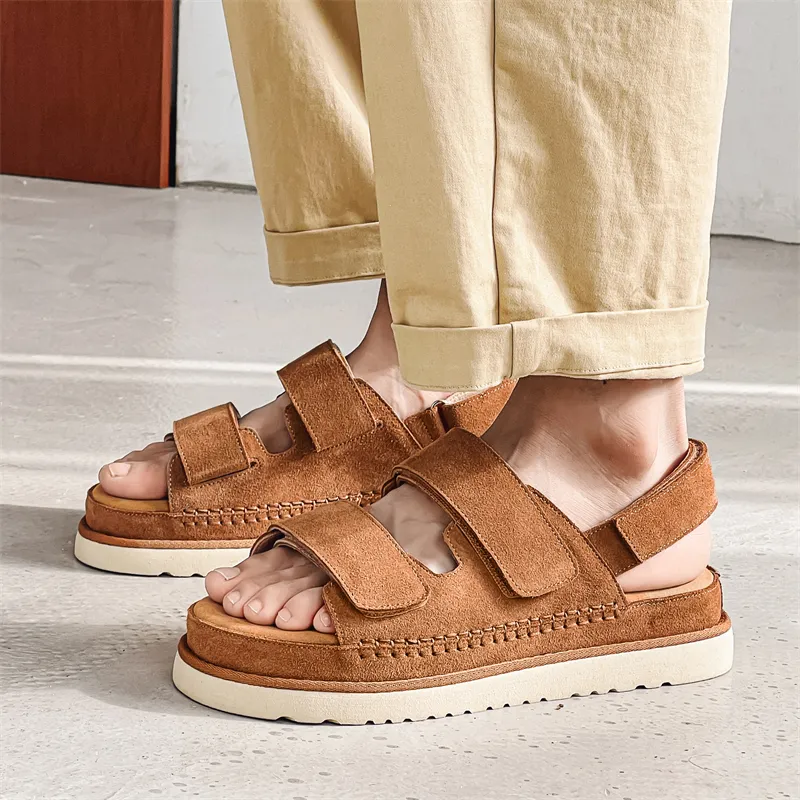 SHUPATE Beach Sandals Unisex Khaki/Chestnut/Black-18
