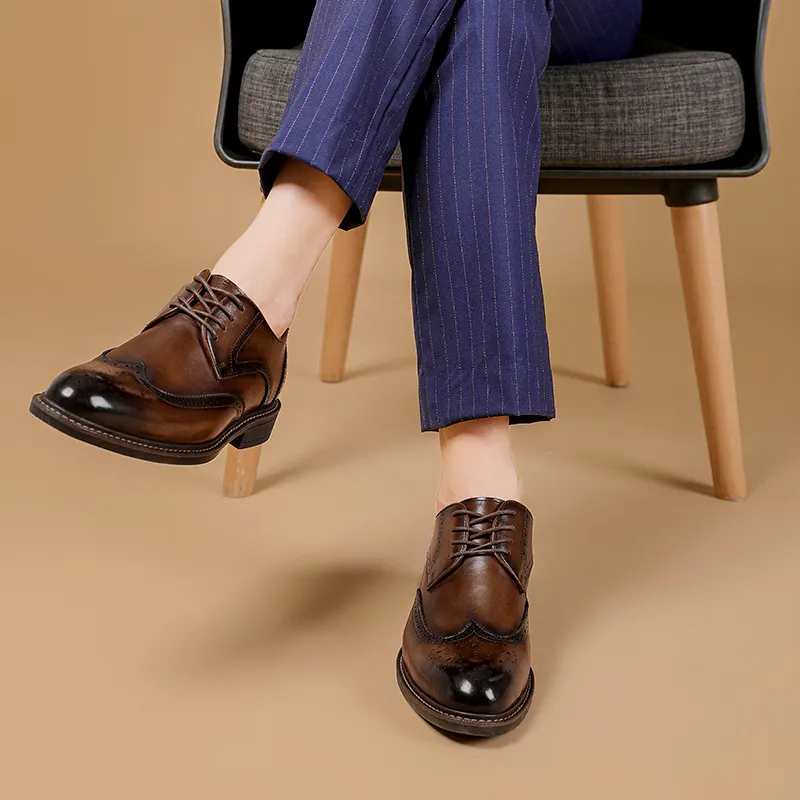 SHUPATE Dress Shoes Men Low Top Black/Brown-8