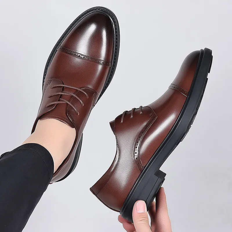SHUPATE Dress Shoes Men Low Top Black/Brown-4