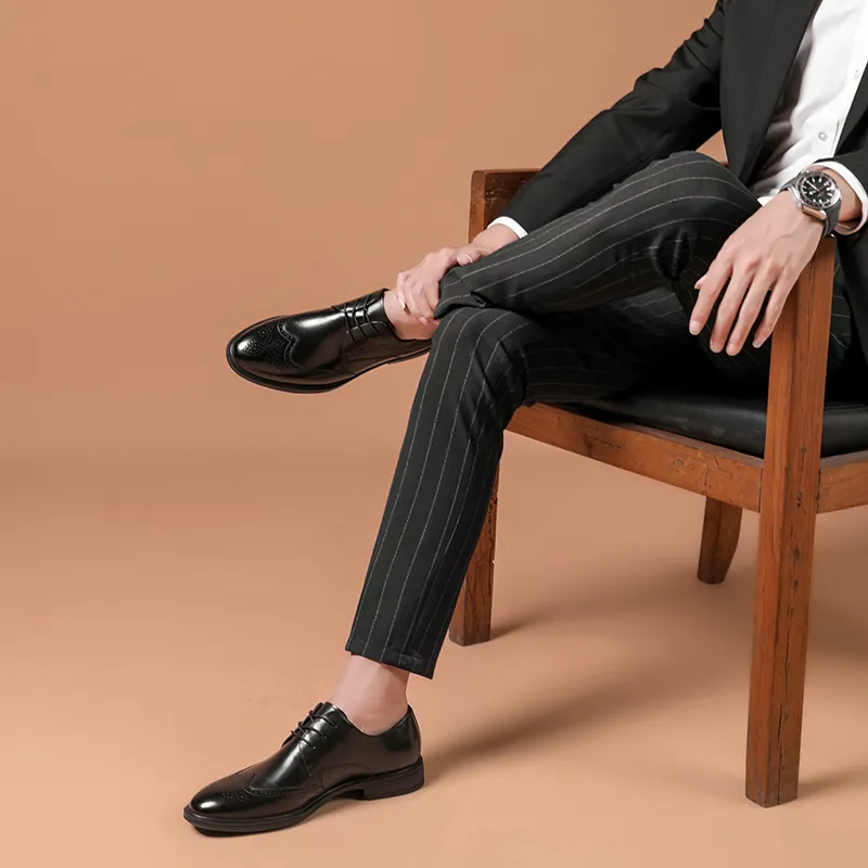 SHUPATE Dress Shoes Men Low Top Black/Brown-4