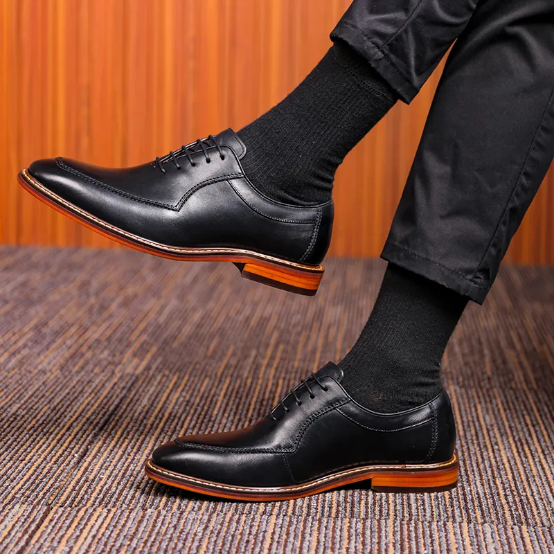 SHUPATE Dress Shoes Men Low Top Black/Brown-4