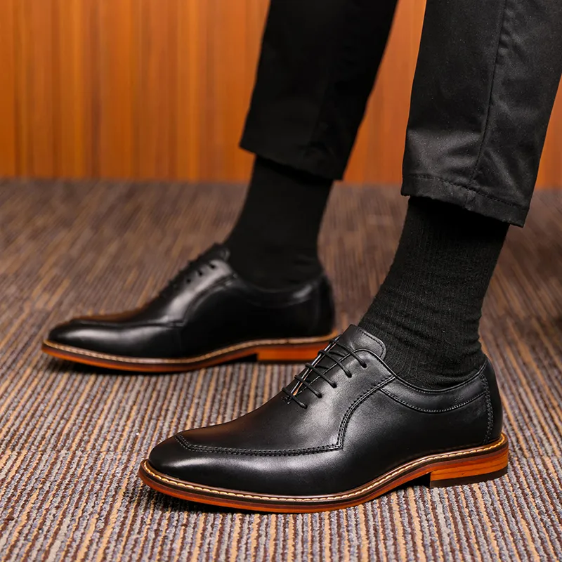 SHUPATE Dress Shoes Men Low Top Black/Brown-3