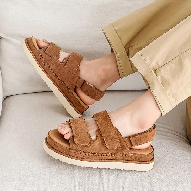SHUPATE Beach Sandals Unisex Khaki/Chestnut/Black-17