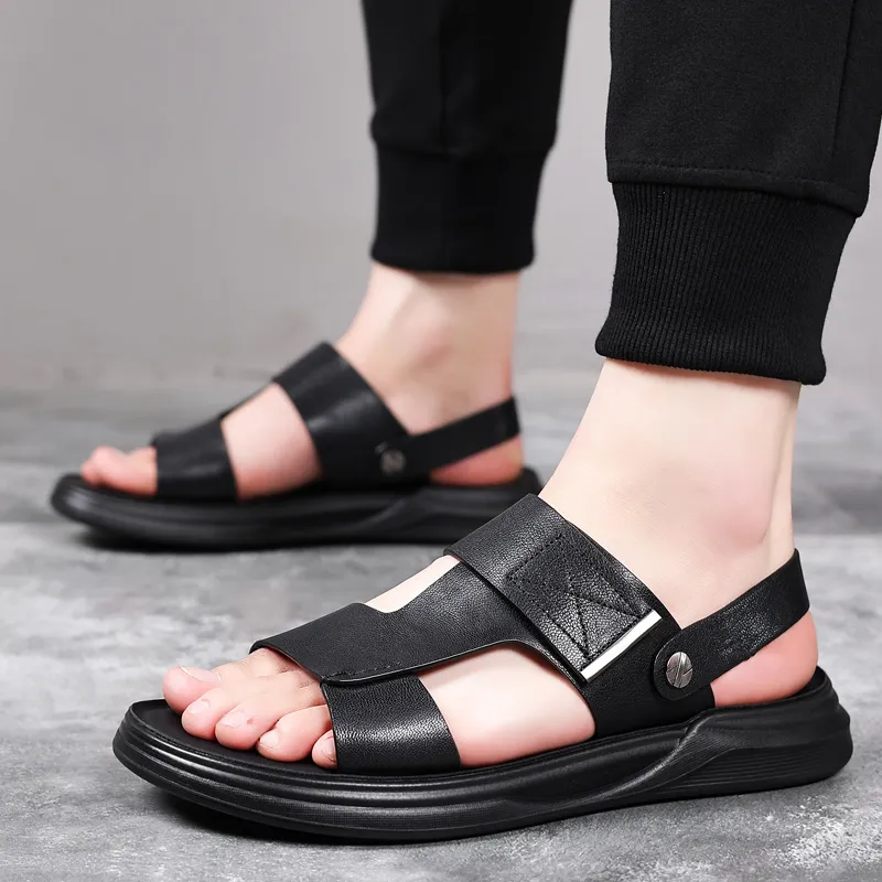 SHUPATE Beach Sandals Men Black/Gray-5