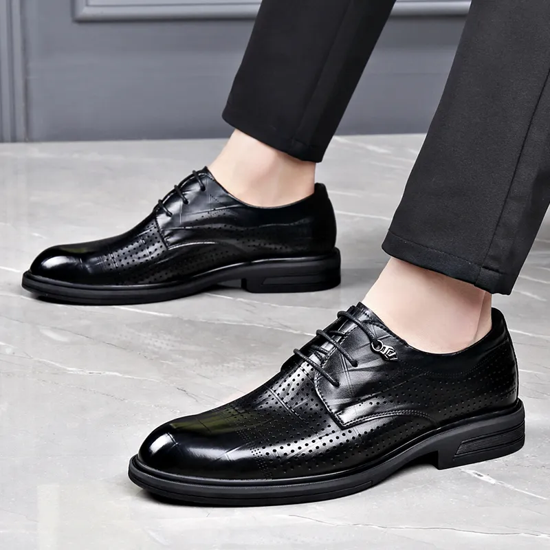 SHUPATE Dress Shoes Men Low Top Black/Brown-6
