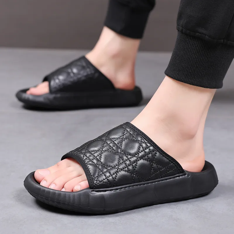 SHUPATE Slide Slippers Men Black/White-4