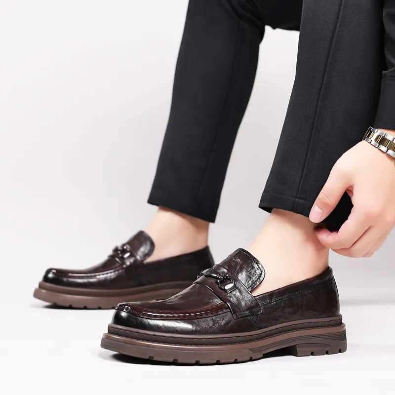 SHUPATE Dress Shoes Men Low Top Black/Brown-5